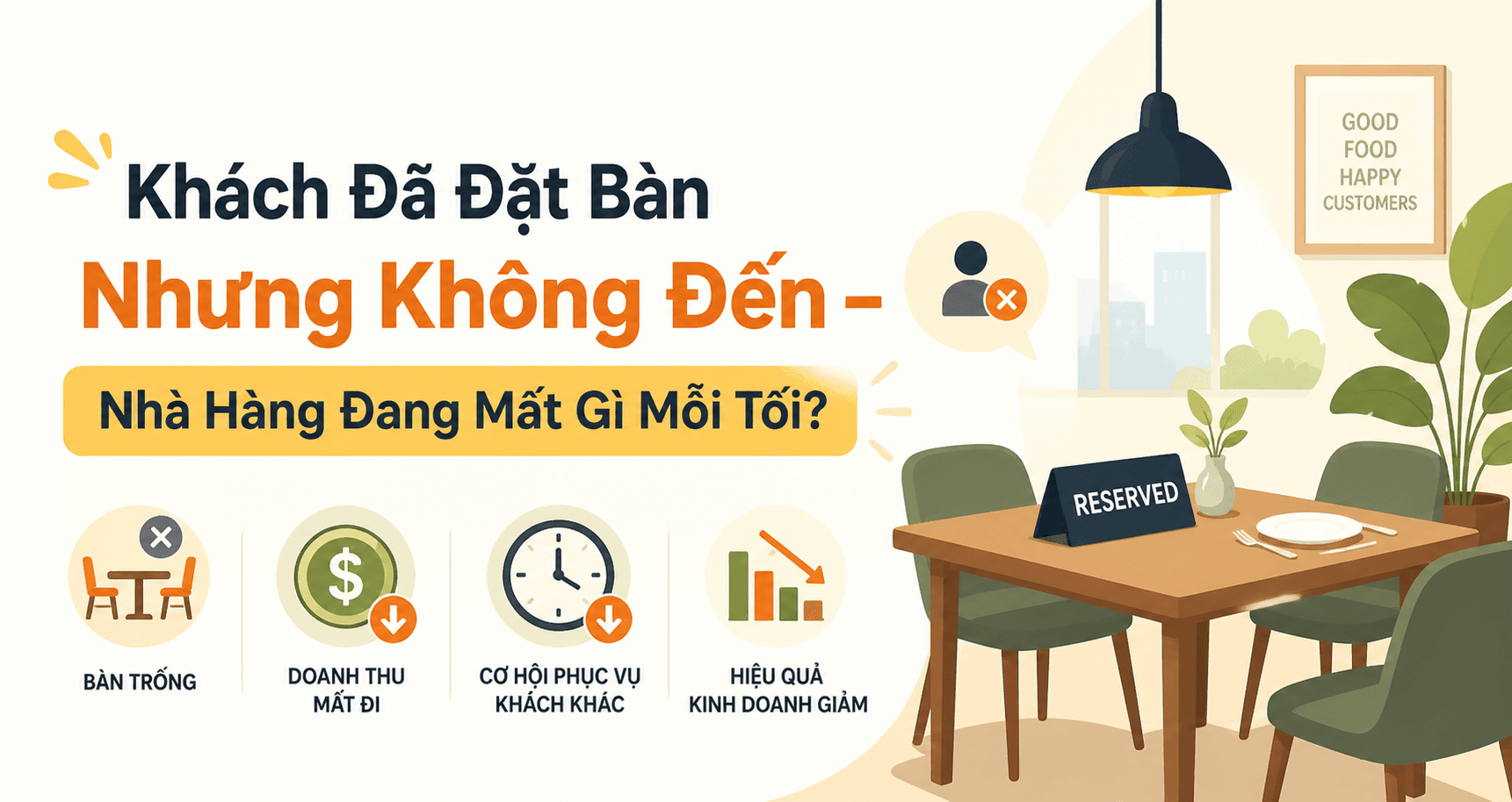 Lãng phí 20% doanh thu mỗi tối vì No-show: Đã đến lúc nhà hàng cần một ‘Trợ lý ảo nhắc lịch tự động?” 